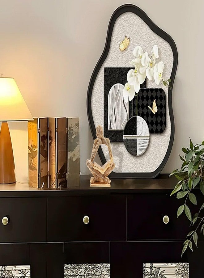 Neeenn Sparkling Gold Reading Women Statue, Thinker Sculptures, Abstract Art Ornament, Modern Aesthetic Figurine Decoration for Home Living Room Bedroom Office Shelf Table Desk Bookshelf Decor - Image 3